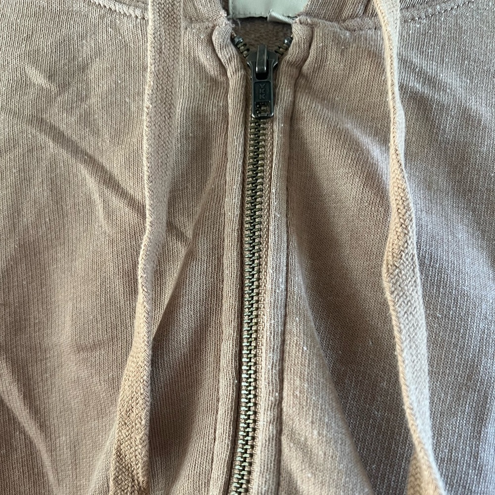 American Eagle Women’s Brown Cropped Zip Up Hoodie Size Small - Picture 2 of 8